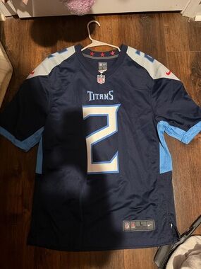 Nike Titans Navy and Light Blue #2 Football Jersey